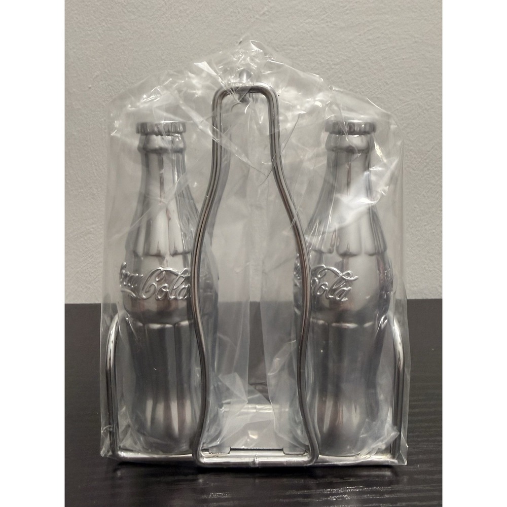 Coca Cola Chrome Look Metal Salt And Pepper Shaker Set - Picture 4 of 4